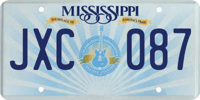 MS license plate JXC087
