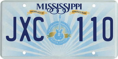 MS license plate JXC110