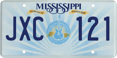 MS license plate JXC121