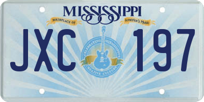 MS license plate JXC197