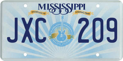 MS license plate JXC209