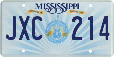 MS license plate JXC214
