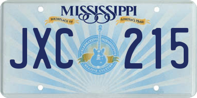MS license plate JXC215