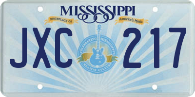 MS license plate JXC217