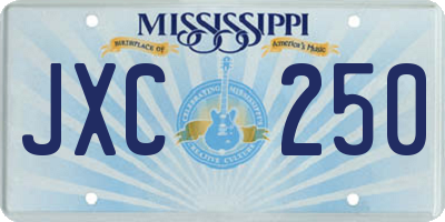 MS license plate JXC250