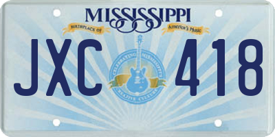 MS license plate JXC418