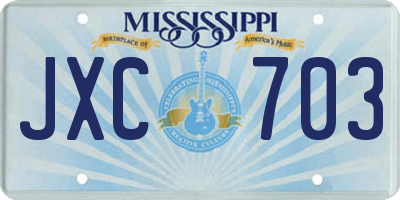 MS license plate JXC703
