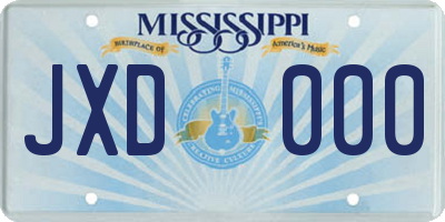 MS license plate JXD000
