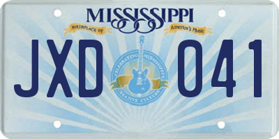 MS license plate JXD041