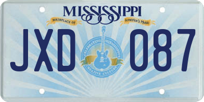 MS license plate JXD087