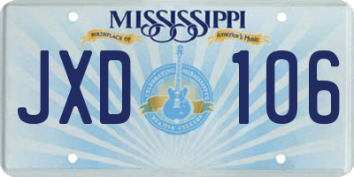 MS license plate JXD106