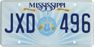 MS license plate JXD496