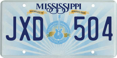 MS license plate JXD504