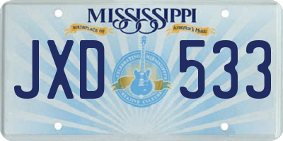 MS license plate JXD533