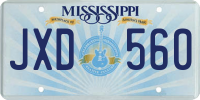 MS license plate JXD560