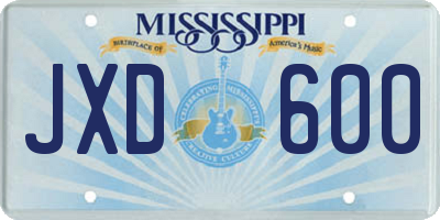 MS license plate JXD600