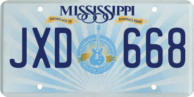 MS license plate JXD668