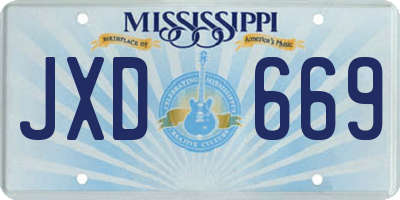 MS license plate JXD669