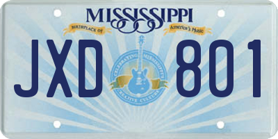 MS license plate JXD801