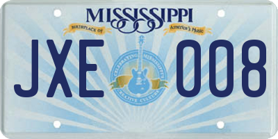 MS license plate JXE008