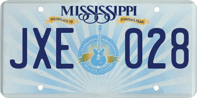 MS license plate JXE028
