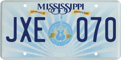 MS license plate JXE070