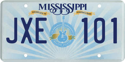 MS license plate JXE101