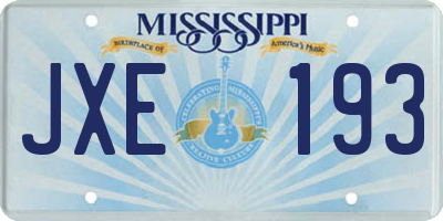 MS license plate JXE193