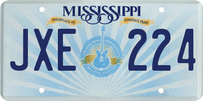 MS license plate JXE224