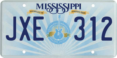 MS license plate JXE312