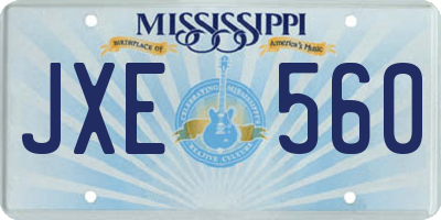 MS license plate JXE560