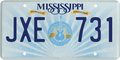 MS license plate JXE731