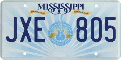 MS license plate JXE805