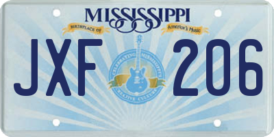 MS license plate JXF206