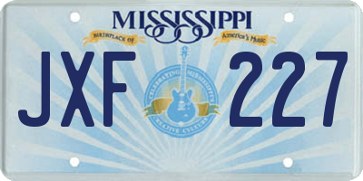 MS license plate JXF227
