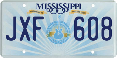 MS license plate JXF608