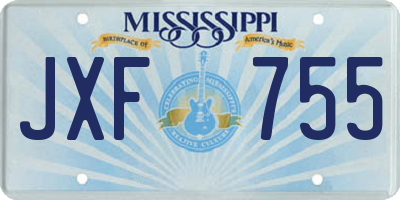 MS license plate JXF755