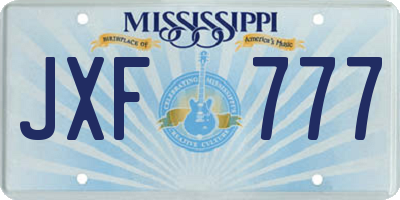 MS license plate JXF777