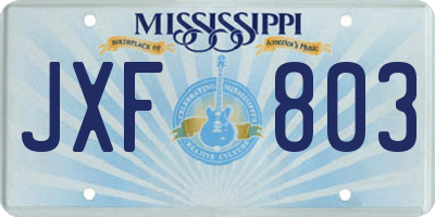 MS license plate JXF803