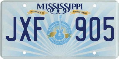 MS license plate JXF905