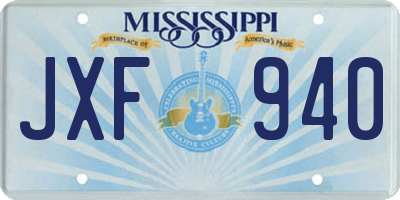 MS license plate JXF940