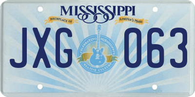 MS license plate JXG063
