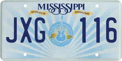 MS license plate JXG116