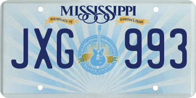 MS license plate JXG993