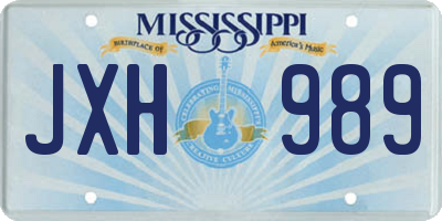 MS license plate JXH989