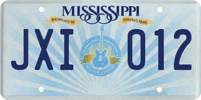 MS license plate JXI012