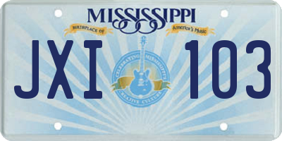 MS license plate JXI103