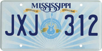 MS license plate JXJ312