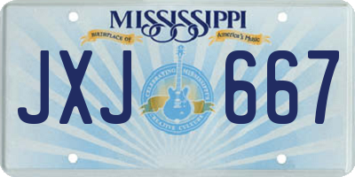 MS license plate JXJ667