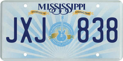 MS license plate JXJ838
